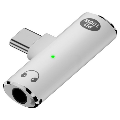호후 2IN1 C타입 3.5mm 오디오 PD 충전 미니젠더 삼오충, 화이트, 1개, 37mm