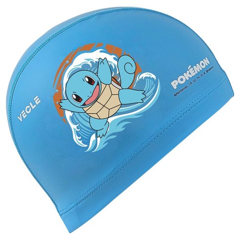 VECLE 아동용 포켓몬스터 우레탄 코팅 수영모자 꼬부기, 1개, 블루