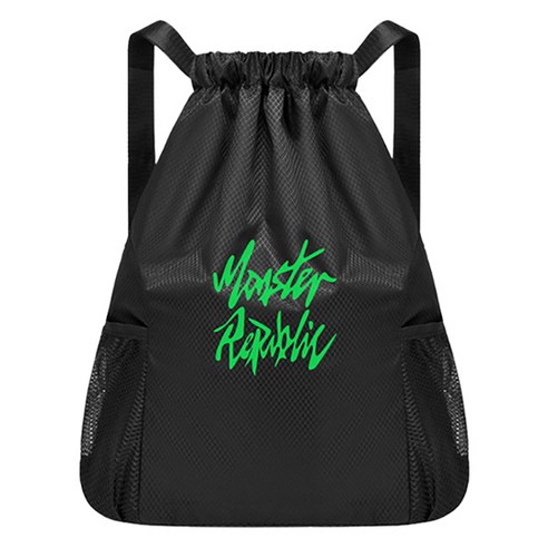 몬스터리퍼블릭 로고 디자인 짐색 신발 주머니, 네온그린, 1개