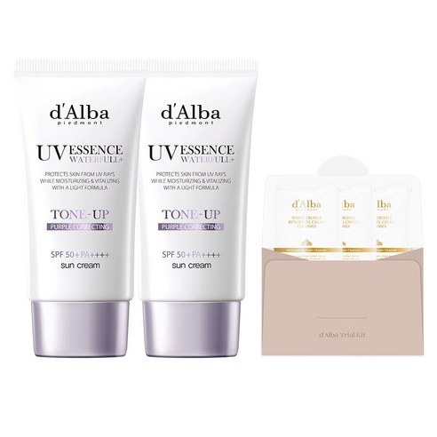 달바 워터풀 톤업 선크림 퍼플 SPF50+ PA++++ 50ml x 2p + 세럼 클렌저 3ml x 3p 세트, 2개