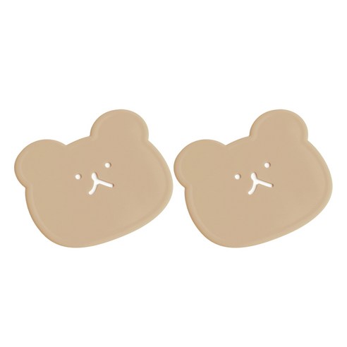 에이드엘 펀칭베어 실리콘 컵받침, 밀크티, 2개