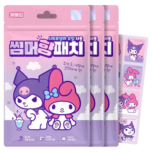 아텍스 마이멜로디 쿠로미 썸머향패치 날벌레 기피제 30p, 3개