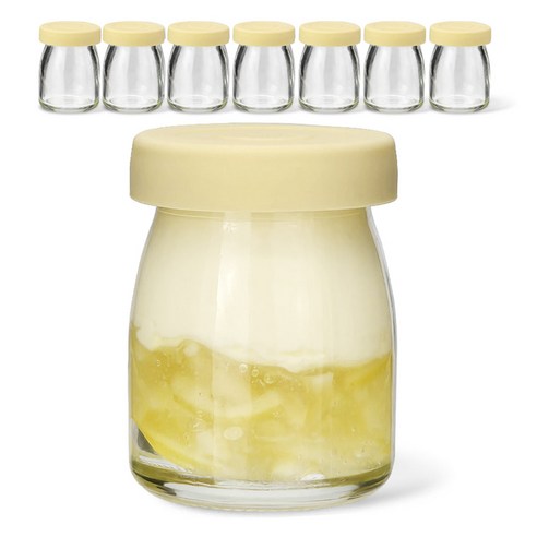 미르 헥사 실리콘뚜껑 레트로 유리 우유병 버터, 8개, 100ml