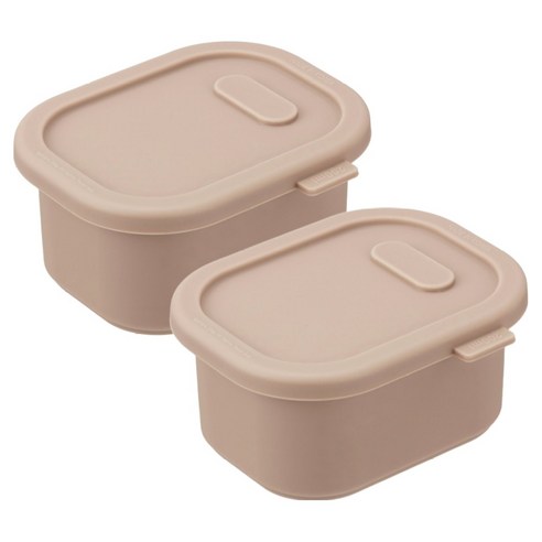 디아르 돌체 플래티넘 실리콘 냉동 밀폐 이유식 보관 용기, 02 핑크베이지, 2개, 200ml