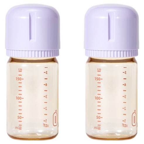 요한손베비스 유아용 PPSU 노꼭지 이지케어 젖병 트윈팩, 라벤더, 2개, 170ml