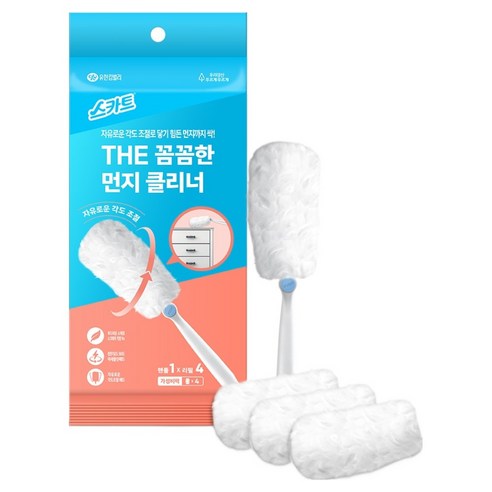 스카트 THE 꼼꼼한 먼지클리너 핸들 + 리필 4p 세트, 화이트, 1세트