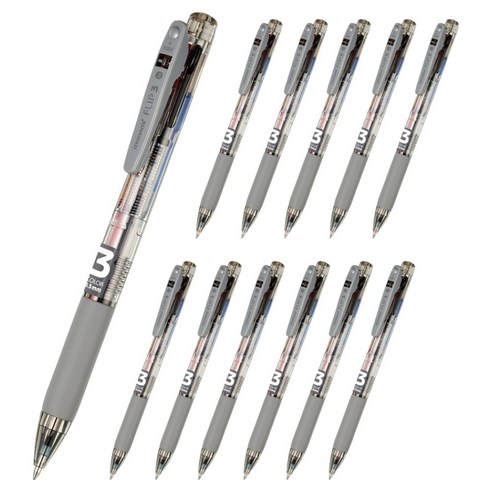모나미 플립3 볼펜 0.5mm, 스모키 그레이, 12개