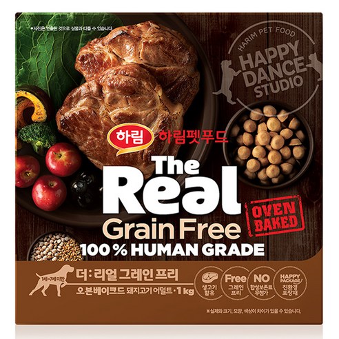하림펫푸드 어덜트 강아지 더리얼 그레인프리 오븐베이크드 건식사료, 돼지, 1kg, 1개