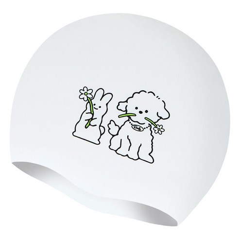 랠리 실리콘 수모 디자인 수영모자 PRUC902, White, 1개