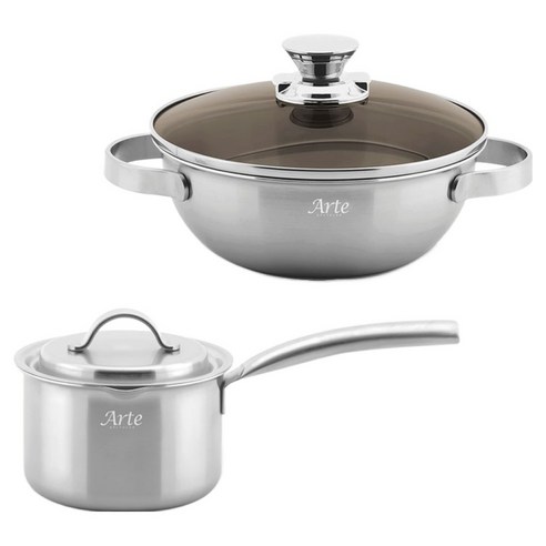 퀸센스 인덕션 아르떼 통 5중 냄비세트 2개, 은색, 1세트, 편수 14cm + 궁중전골 20cm