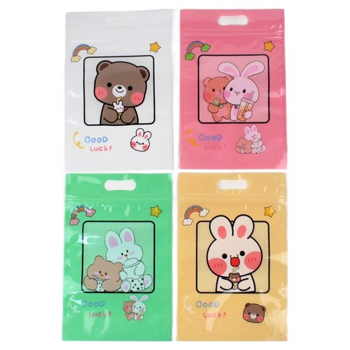 아이엔피 손잡이 지퍼백 포장 봉투 03 굿럭애니멀 23 x 15.5 cm, 랜덤발송, 50개
