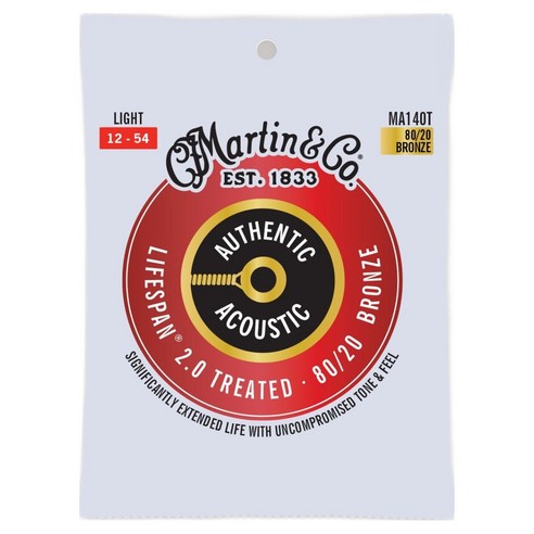 Martin 80 20 Bronze Light 어쿠스틱 스트링, MA140T, 1개