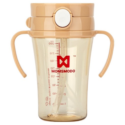 맘스모도 유아용 PPSU 원터치 오리지날 이지 빨대컵 250ml, 베이지, 1개