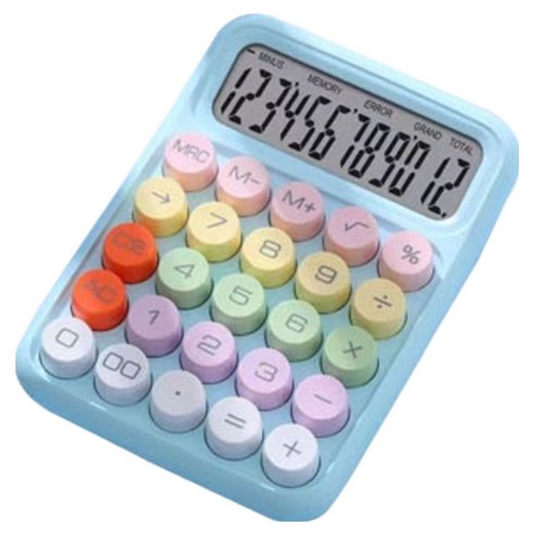 틱틱붐 레트로 파스텔 컬러 기계식 계산기, 레인보우 블루, 1개