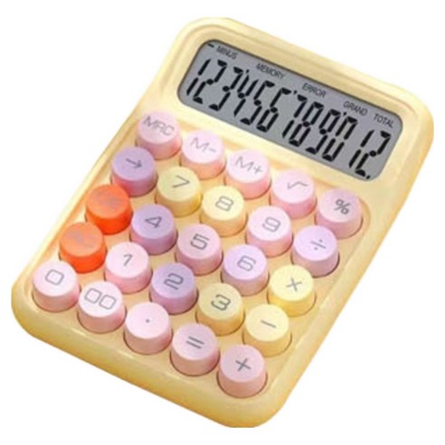 틱틱붐 레트로 파스텔 컬러 기계식 계산기, 레인보우 레몬, 1개