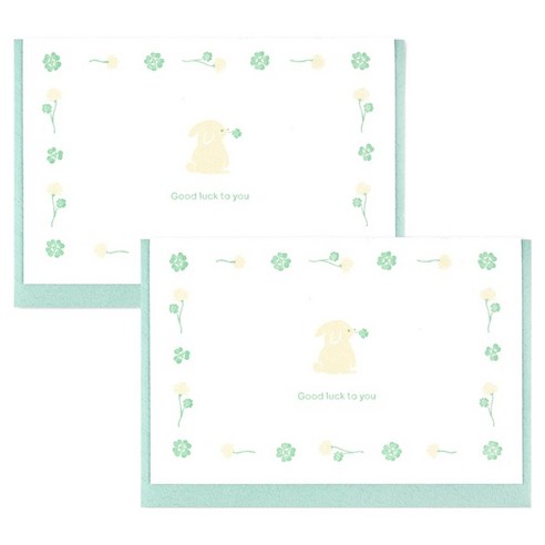 대시앤도트 리틀 버디 레터프레스 미니 카드 2p + 봉투 2p 세트, 02 Good luck to you, 1세트