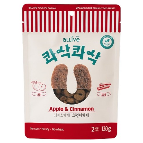 대주펫푸드 올리브 강아지 콰삭콰삭 쿠키 트릿 간식, 120g, 1개, 혼합맛(애플/시나몬)