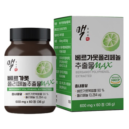 올바른맥 베르가못 폴리페놀 추출물 MAX 영양제 36g, 1개, 60정