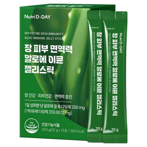 뉴트리디데이 장 피부 면역력 알로에 이뮨 젤리스틱 15p, 300g, 1개