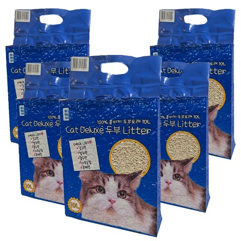 마마쇼 디럭스 가는입자 두부 고양이 모래, 10L, 5개, 베이비파우더향