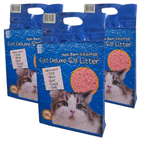 마마쇼 디럭스 가는입자 두부 고양이 모래, 10L, 3개, 복숭아향