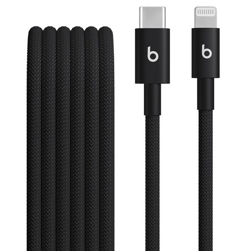 Apple C타입 to Lightning Beats 우븐 케이블, 볼트 블랙, 1개, 1.5m