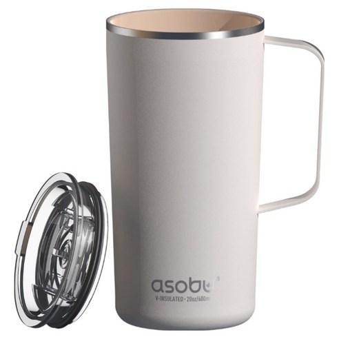 아소부 스텐 진공 보온보냉 타워 머그컵, 화이트, 1개, 600ml