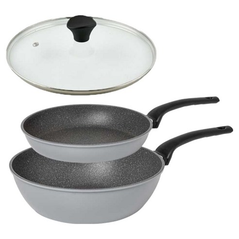 퀸센스 인터쿡 후라이팬 세트 3개, 그레이, 후라이팬 24cm + 궁중팬 28cm + 유리뚜껑 28cm, 1세트