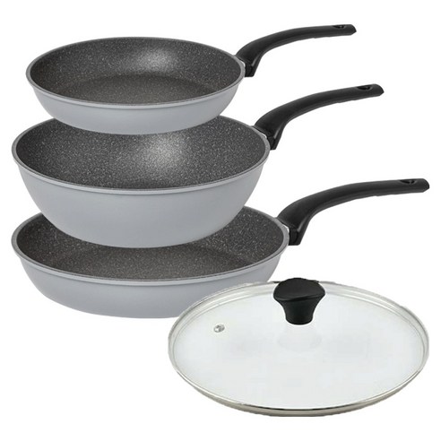 인터쿡 퀸센스 인터 후라이팬 3종 + 유리뚜껑 세트, 그레이, 1세트, 후라이팬 28cm + 후라이팬 24cm + 궁중팬 28cm + 유리뚜껑 28cm