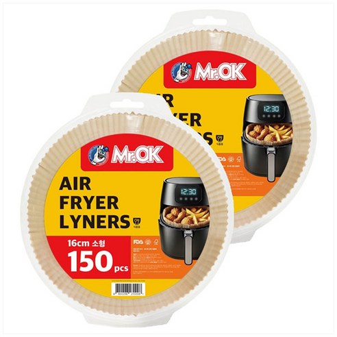 Mr.ok 에어프라이어 종이호일, 2개, 150개입, 16cm