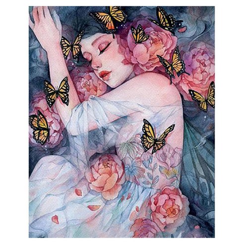 쿠미핸즈 소녀 캔버스형 보석십자수 30 x 40 cm, E, 1개