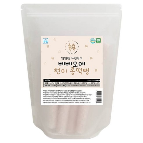 베베모메 유아용 유기농 현미 롱떡뻥, 30g, 1개