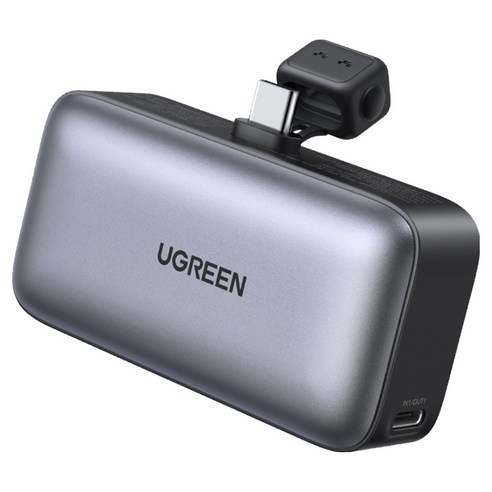 유그린 도킹형 양방향 20W PD 고속충전 보조배터리 5000mAh C타입 22.5W, 그레이블랙, PB503