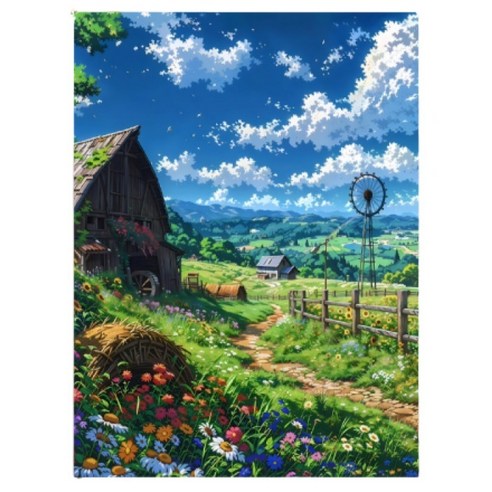 프레임키 지브리 애니배경 DIY 용품 일체 세트 30 x 40 cm, 파랑2, 1세트