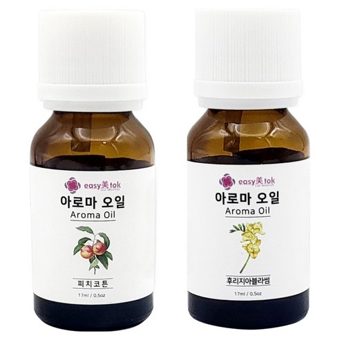 이지미톡 아로마 오일 방향제 원액 2종 x 17ml 세트, 1개, 피치코튼, 후리지아블라썸