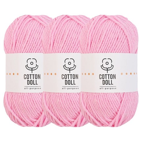 니뜨 코튼돌실 50g x 3p + 코튼 라벨 세트, 3개, 39퍼플핑크