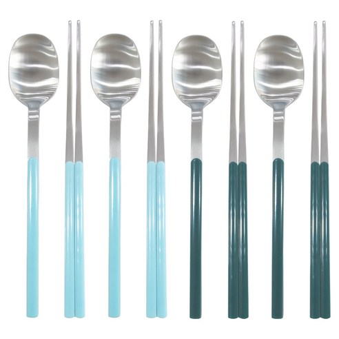 보겐 샤르망 샤틴 수저 4인 세트, 소프트블루, 올리브, 1세트, 숟가락 4p + 젓가락 4p