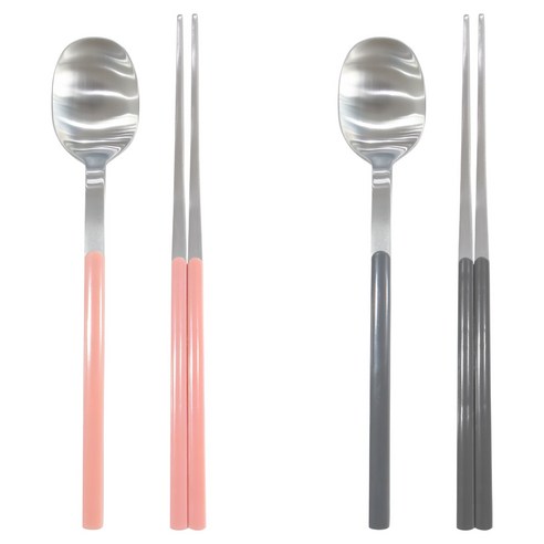 보겐 샤르망 샤틴 수저 2인 세트, 소프트핑크, 차콜, 1세트, 숟가락 2p + 젓가락 2p