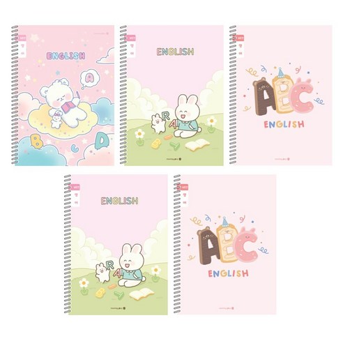 모닝글로리 채움노트 초등 스프링노트 영어 넓은칸 B 5p 세트, 혼합색상, 1세트
