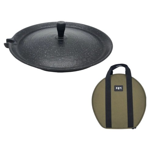 생활백과 주물이 합금주물 솥뚜껑 구이판 + 전용가방 세트, 30cm, 1세트