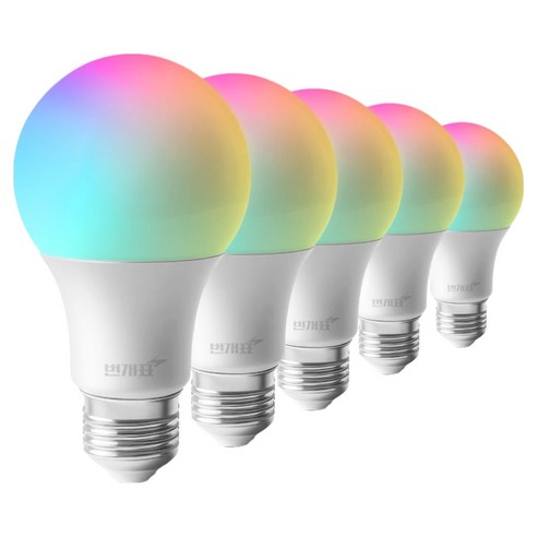 번개표 LED 컬러 변환 스마트 멀티 벌브 전구 9W, 기타색, 5개