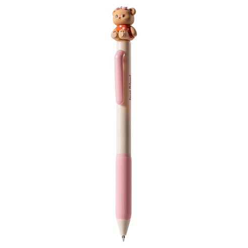 델리 버터베어 귀여운 캐릭터 피규어 키링 소프트 젤펜 0.5mm 블랙잉크, 핑크, 1개