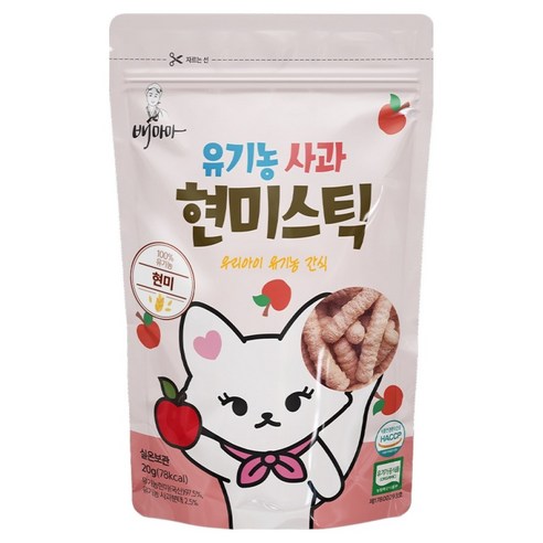 배마마 유기농 쌀과자 현미 스틱, 1개, 20g, 사과
