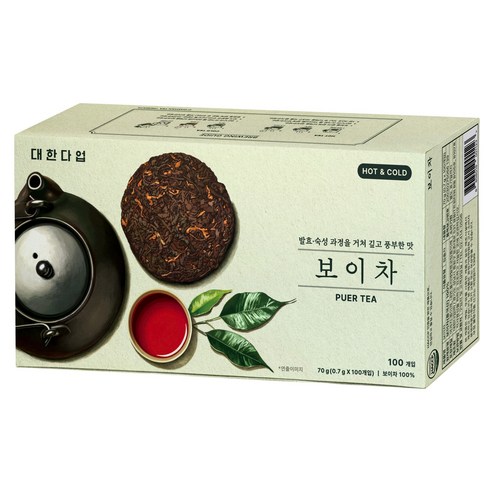 대한다업 보이차, 0.7g, 1개, 100개입