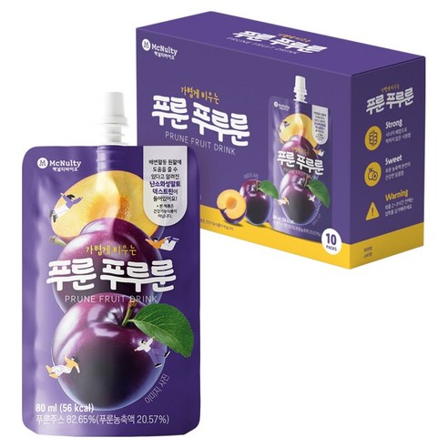 맥널티바이오 푸룬 푸루룬 하루 한포 푸룬주스, 10개, 80ml