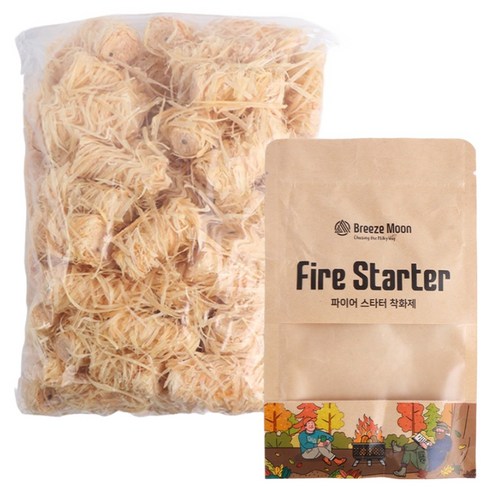 브리즈문 대용량 파이어스타터 착화제 우드 고체연료 불쏘시개 50p, 500g, 1개