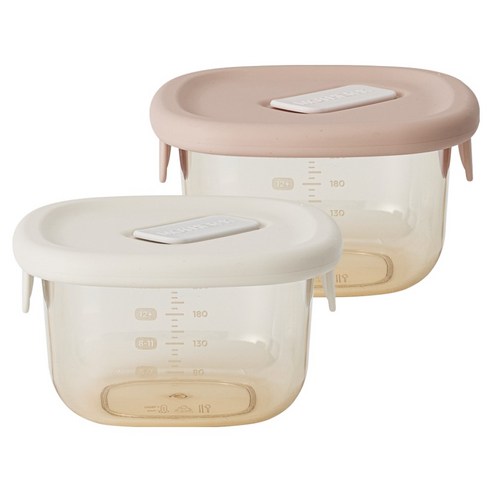 마더케이 허그 PPSU 이유식 용기 260ml x 2종 세트, 크림, 핑크베이지, 1세트