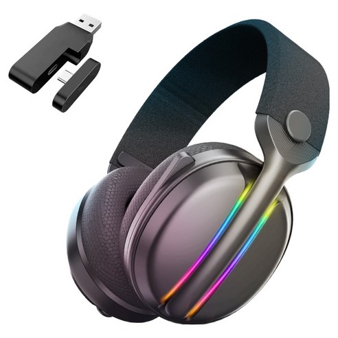로이체 가상 7.1채널 다중연결 RGB LED 블루투스 게이밍 무선 헤드셋, BTH-G400, 블랙