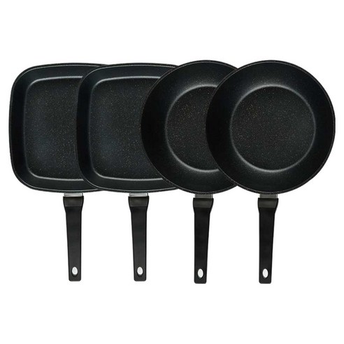 퀸센스 디너 후라이팬 세트 4개, 브라운, 1세트, 사각팬 27cm 2p + 궁중팬 28cm 2p