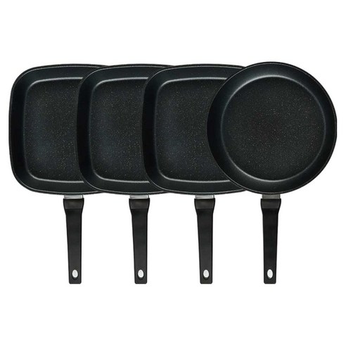 퀸센스 디너 후라이팬 세트 4개, 브라운, 1세트, 사각팬 27cm 3p + 후라이팬 28cm